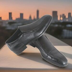 Marco Vitale Men's 12 Black Slip-On Loafer Dress Shoe Pointed Square Bike Toe